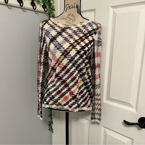 Chic Multicolor Plaid Long Sleeve Women's Top